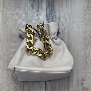 Free People Elegant Cream Mini Bag with Gold Chain